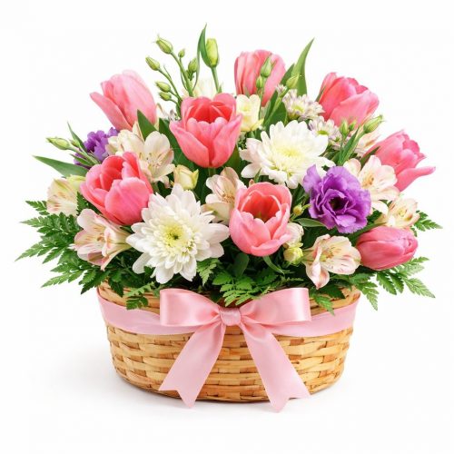 Цветочная композиция в корзине «Каскад»