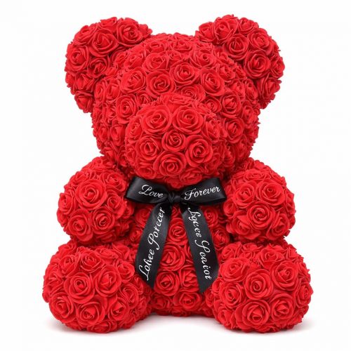 Мишка из роз красный (40 см)