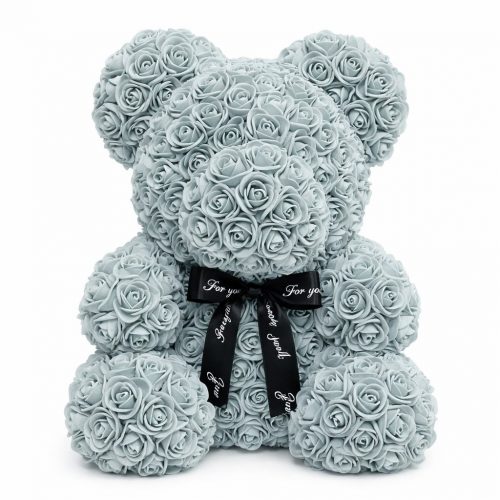 Мишка из роз серый (40 см)