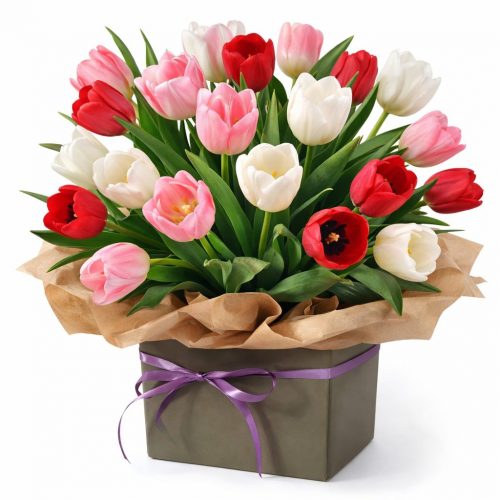 Цветы в коробке «Утренний бриз»