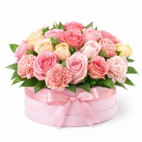 Цветы в шляпной коробке «Серенада»