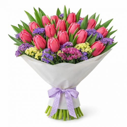 Букет из свежих цветов «Розовый Шарм»