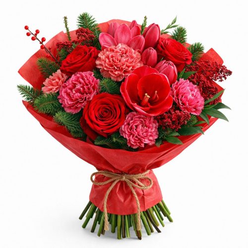Букет цветов «Красный шарм»
