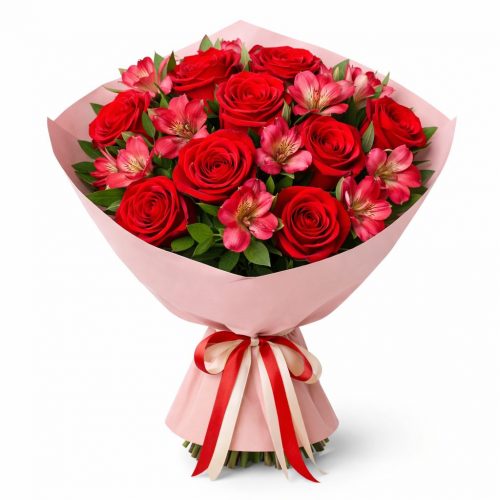 Цветочный букет «Алый закат»