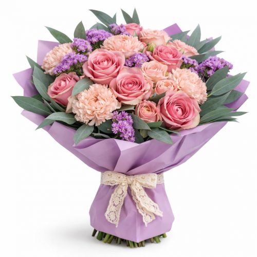 Цветочный букет «Малиновый рассвет»